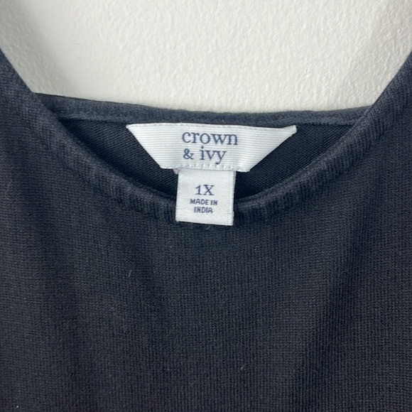 Crown & Ivy Black Sleeveless Tiered Boho Scoop Neck Maxi Dress Womens Size 1X - Picture 3 of 13